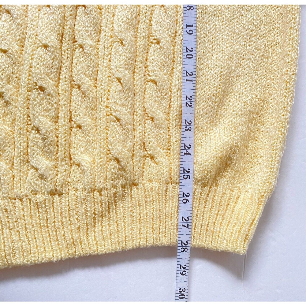 Karen Scott Cable Knit Sweater Women Size M Yellow Heavy Knit Collared NWOT Read - Picture 11 of 11